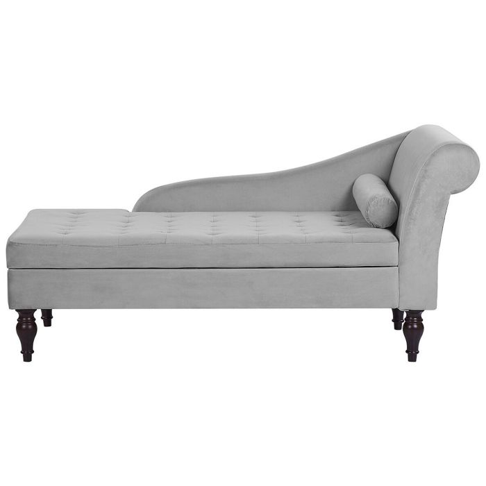 Velvet Chaise Lounge with Storage Light Grey PESSAC II