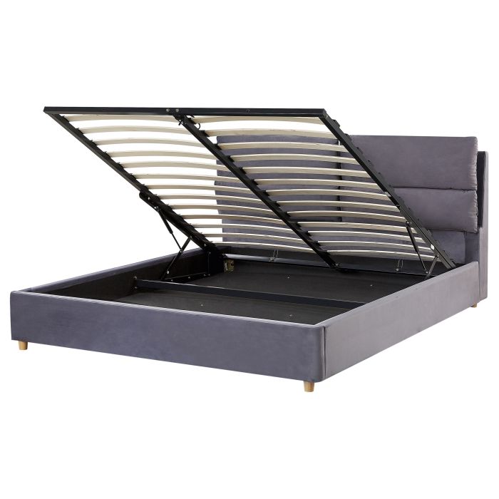 Velvet EU King Size Ottoman Bed Grey BATILLY