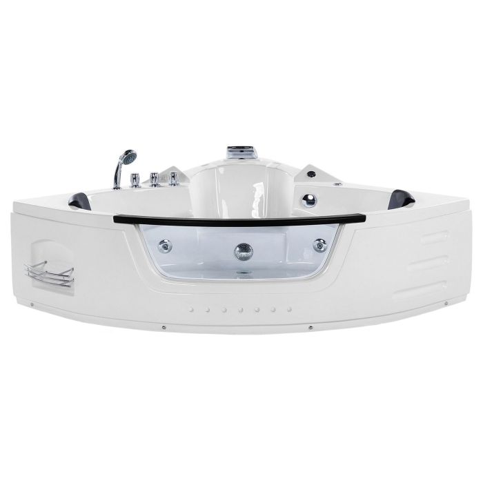 Whirlpool Corner Bath with LED 1980 x 1440 cm mm White MARTINICA