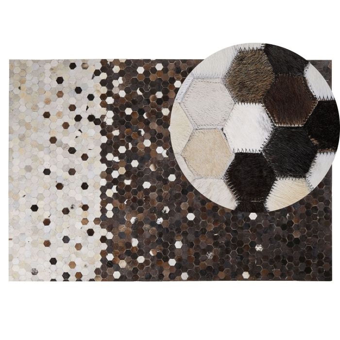Cowhide Area Rug 140x200cm Brown with Beige