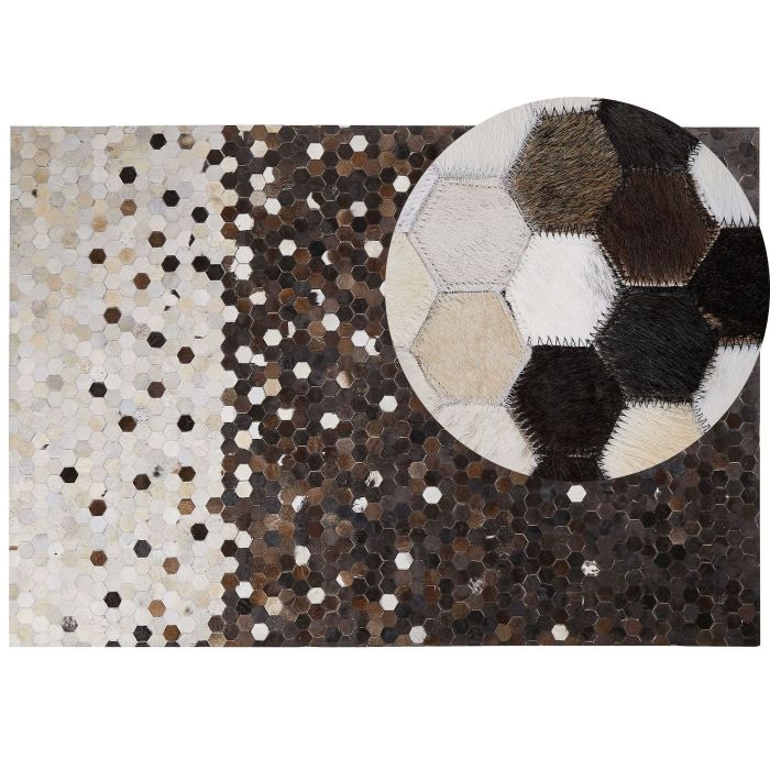 Cowhide Area Rug 160x230cm Brown with Beige