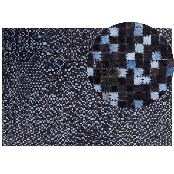 Cowhide Area Rug 160x230cm Brown and Blue