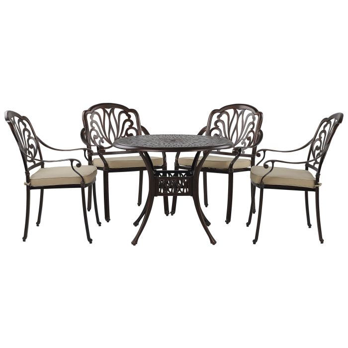 4 Seater Metal Garden Dining Set Brown ANCONA