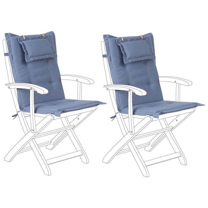 Set of 2 Outdoor Seat/Back Cushion Blue MAUI