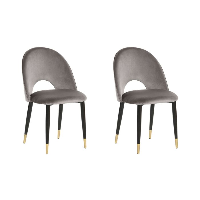 Set of 2 Velvet Dining Chairs Grey MAGALIA