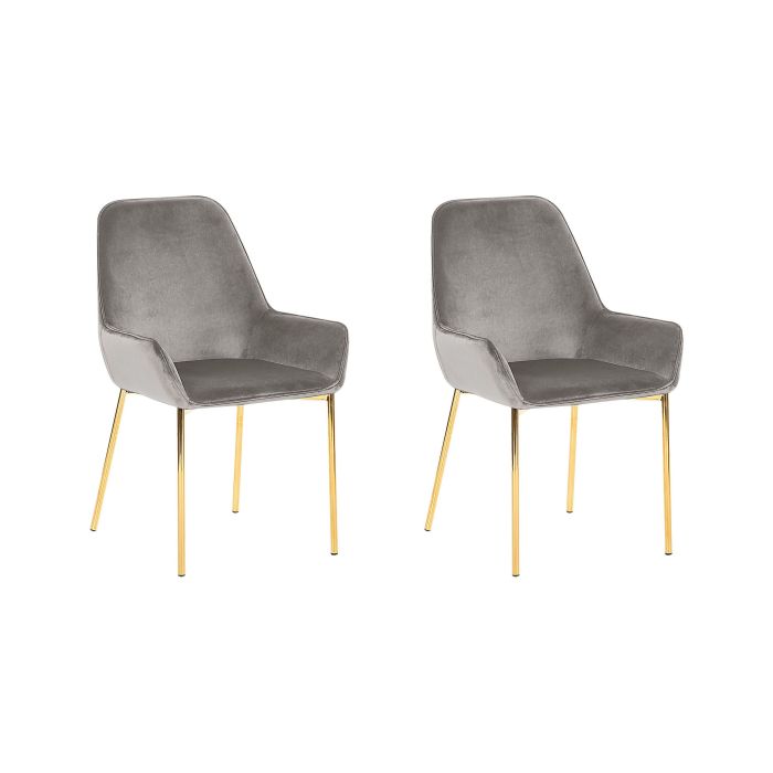 Set of 2 Velvet Dining Chairs Grey LOVERNA