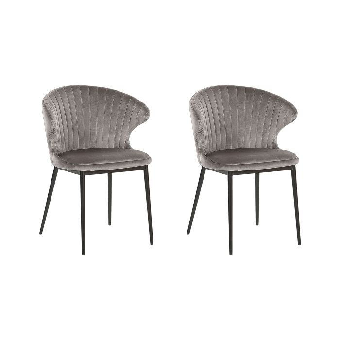Set of 2 Velvet Dining Chairs Grey AUGUSTA