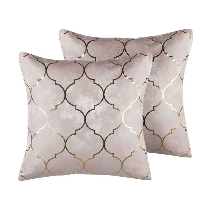 Set of 2 Cushions Moroccan Pattern 45x45cm Pink