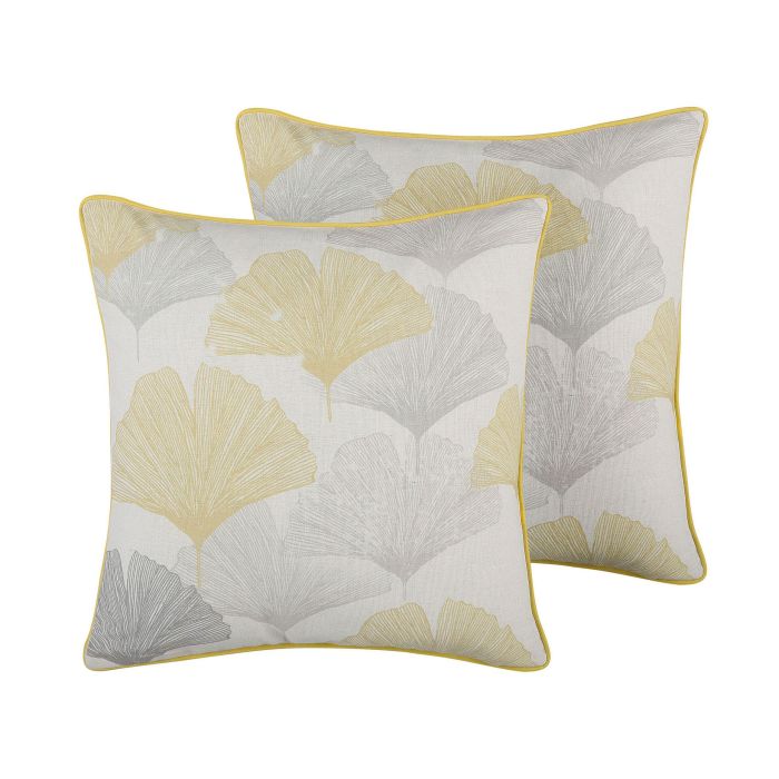 Set of 2 Cushions Leaf Pattern 45x45cm Multicolour