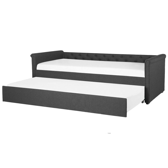 Fabric EU Small Single Trundle Bed Grey LIBOURNE