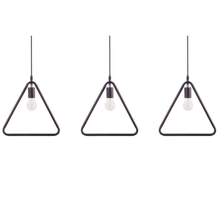 Set of 3 Metal Pendant Lamps Brown JURUENA