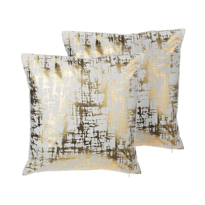 Set of 2 Cotton Cushions Crackle Pattern 45x45cm Gold