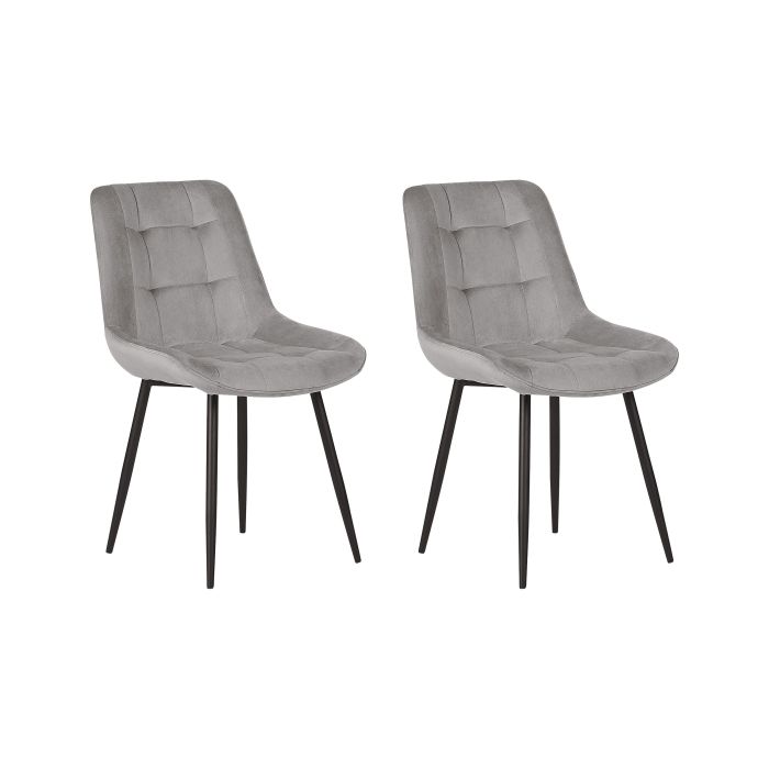 Set of 2 Velvet Dining Chairs Grey MELROSE