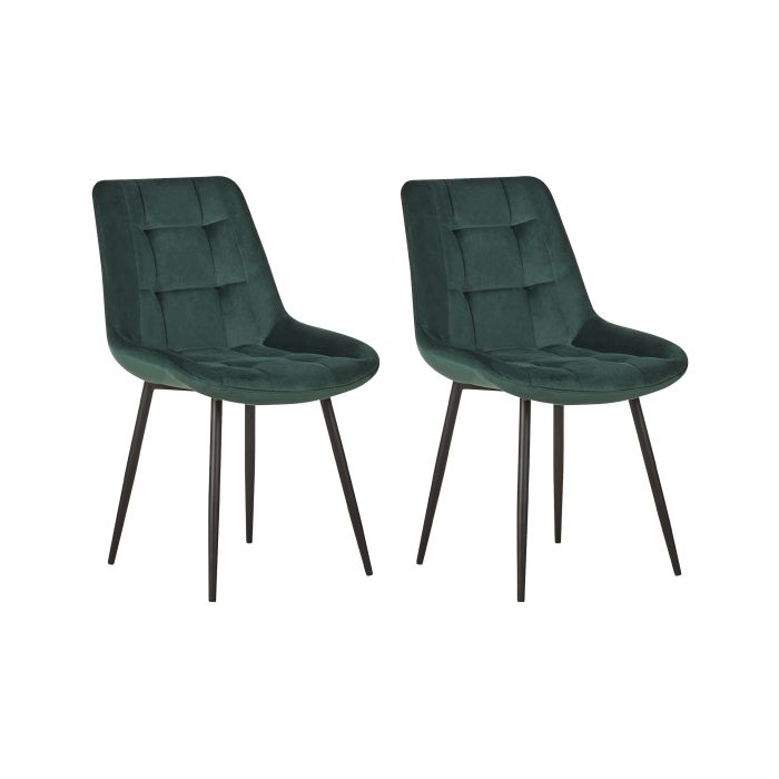Set of 2 Velvet Dining Chairs Dark Green MELROSE