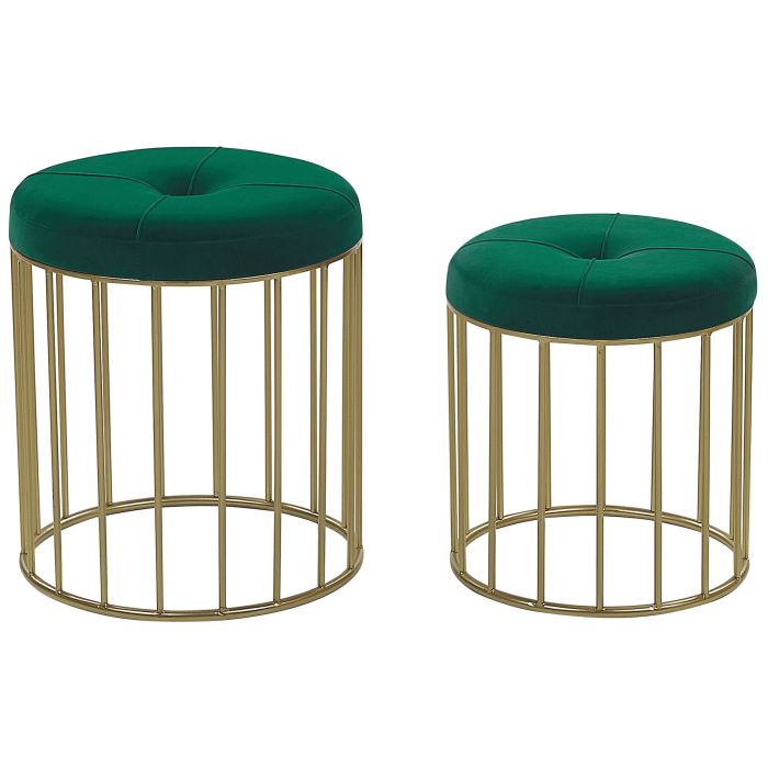 Set of 2 Stools Dark Green LUBBOCK