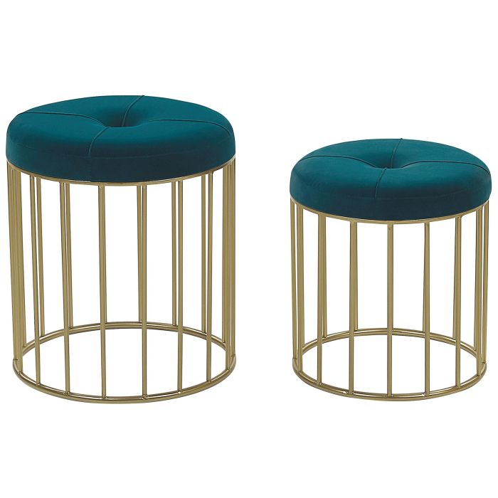 Set of 2 Stools Teal Blue LUBBOCK