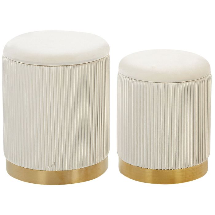 Set of 2 Velvet Storage Pouffes White MIRAMAR