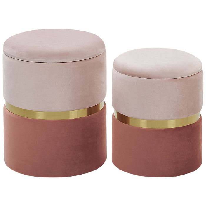 Set of 2 Storage Pouffes Pink WICHITA