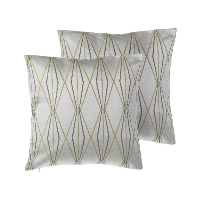 Set of 2 Cushions Diamond Pattern 45x45cm Grey