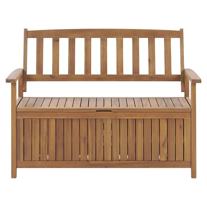 Acacia Wood Garden Bench with Storage 120 cm Light SOVANA
