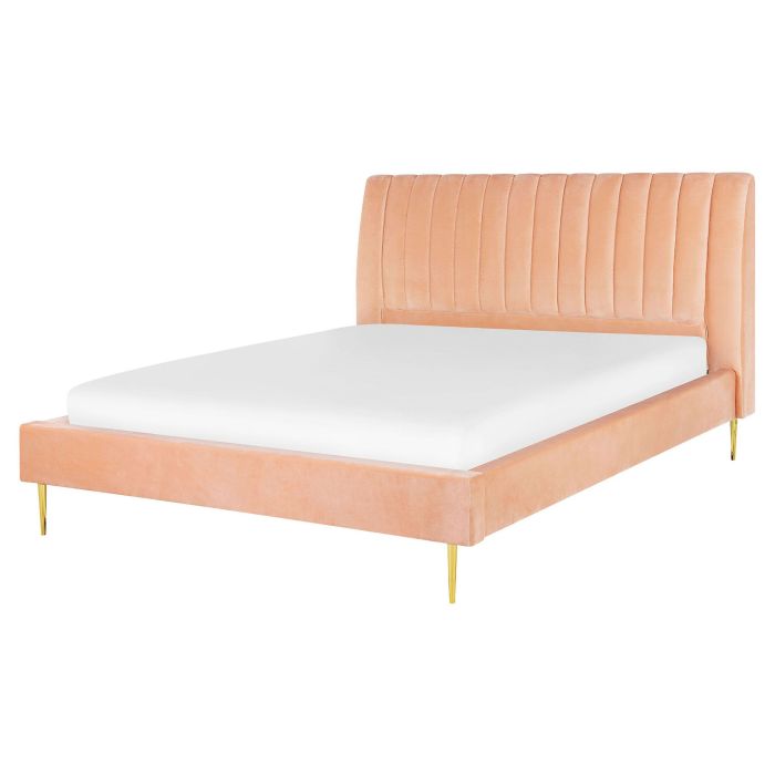 Velvet EU King Size Bed Peach MARVILLE