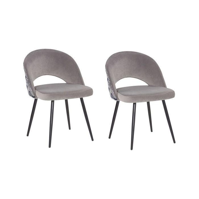 Set of 2 Velvet Dining Chairs Grey VIVIAN