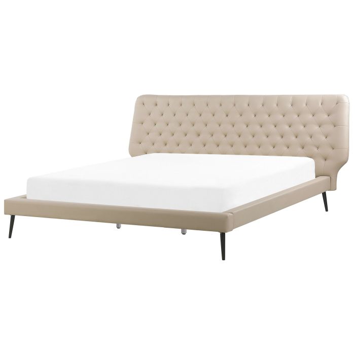 Faux Leather EU Super King Size Bed Beige ESSONNE