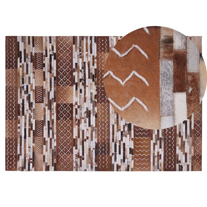 Cowhide Area Rug 140x200cm Brown