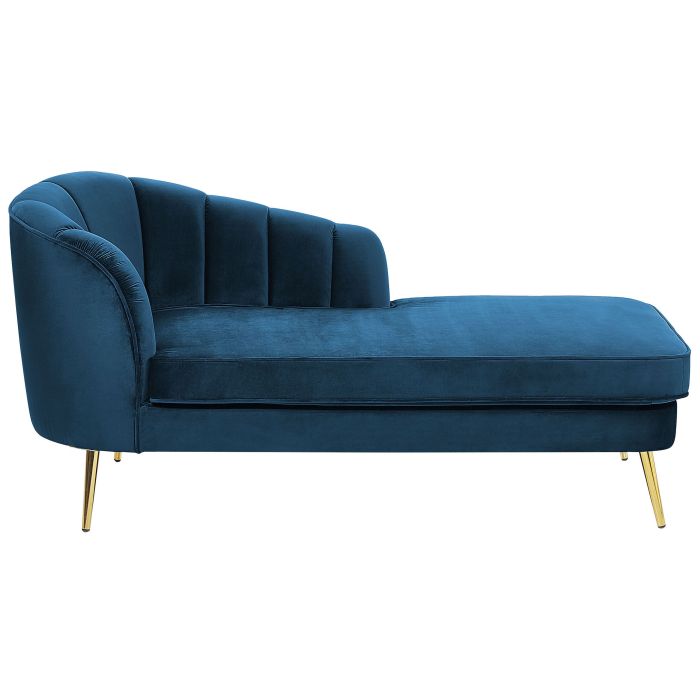 Left Hand Velvet Chaise Lounge Navy Blue ALLIER