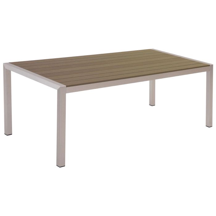 Aluminium Garden Table 180 x 90 cm Light Wood and Silver VERNIO