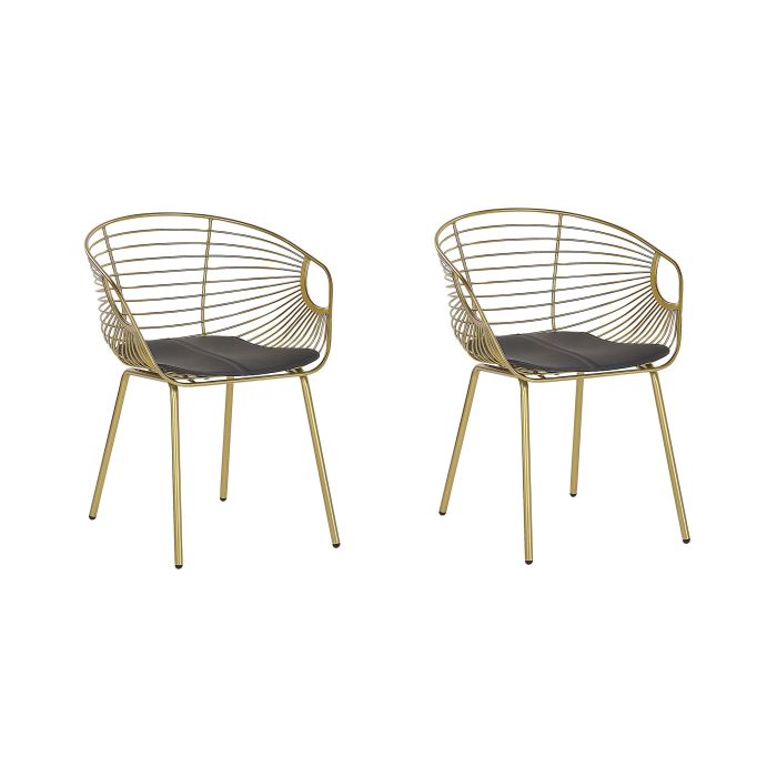 Set of 2 Metal Dining Chairs Gold HOBACK