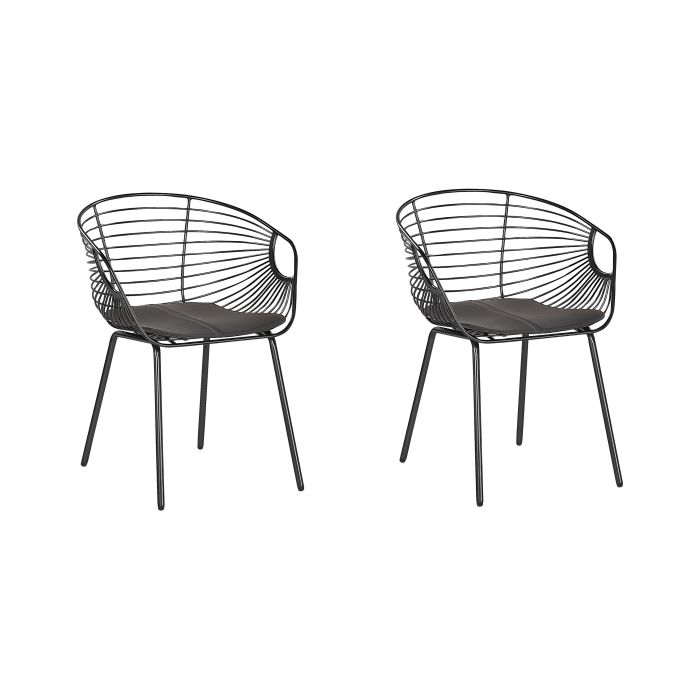 Set of 2 Metal Dining Chairs Black HOBACK