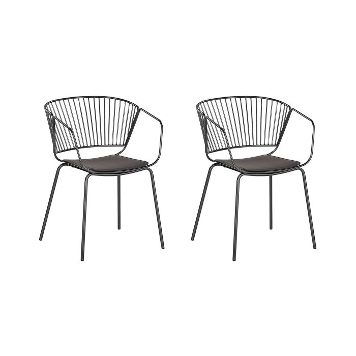 Set of 2 Metal Dining Chairs Black RIGBY