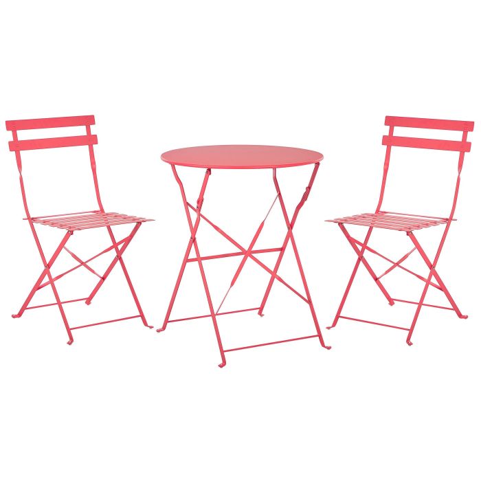 Steel Garden Bistro Set Red FIORI