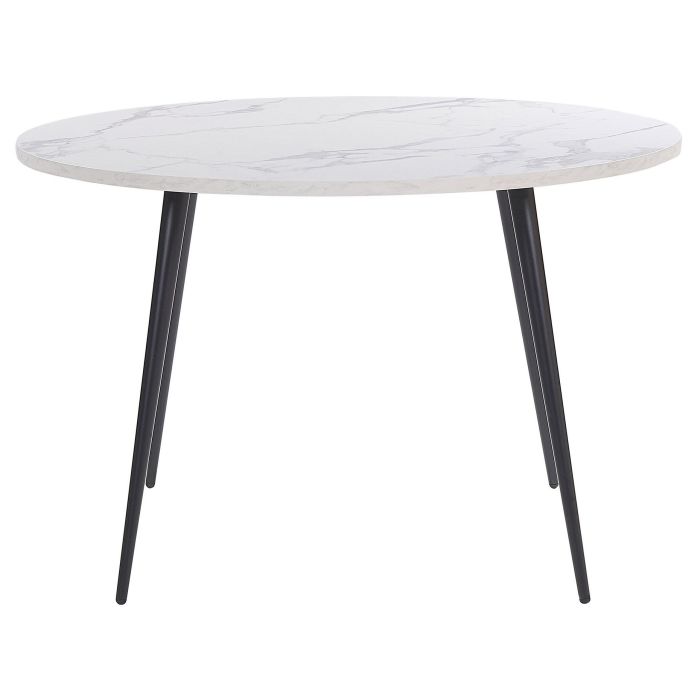 Round Dining Table ⌀ 120 cm White Marble Effect with Black ODEON