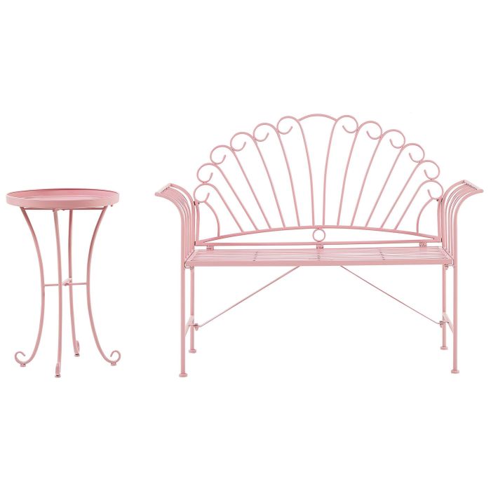 Metal Garden Bench Set Pink CAVINIA