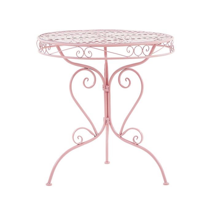 Metal Garden Bistro Table Ã¸ 70 cm Pink ALBINIA