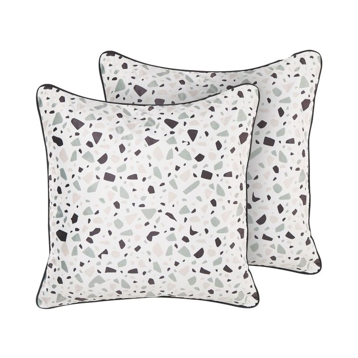 Set of 2 Velvet Cushions Terrazzo Pattern 45x45cm Multicolour