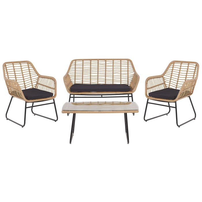 4 Seater PE Rattan Garden Sofa Set Natural MINORI