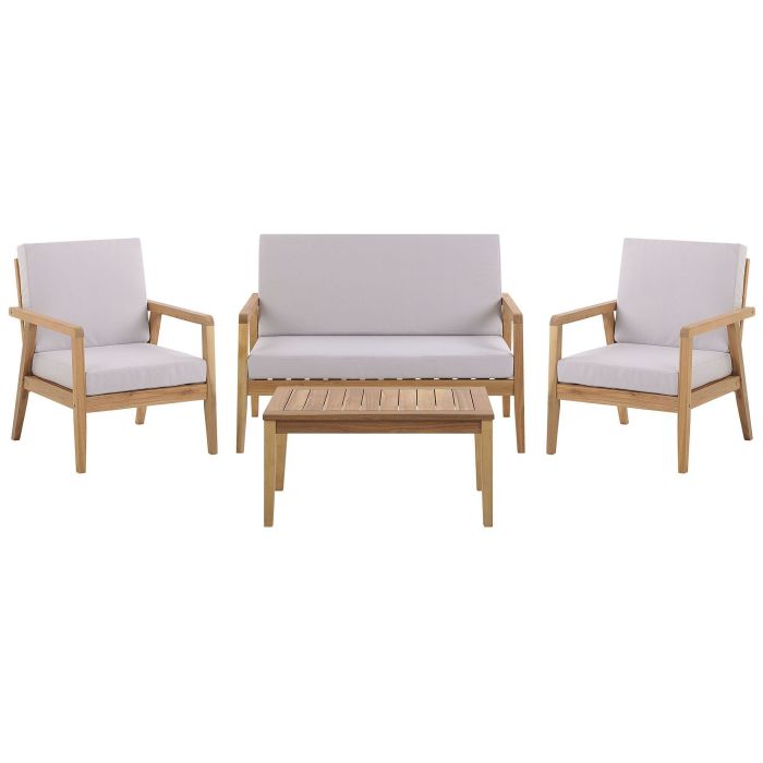 4 Seater Acacia Wood Garden Sofa Set Taupe PALLANO