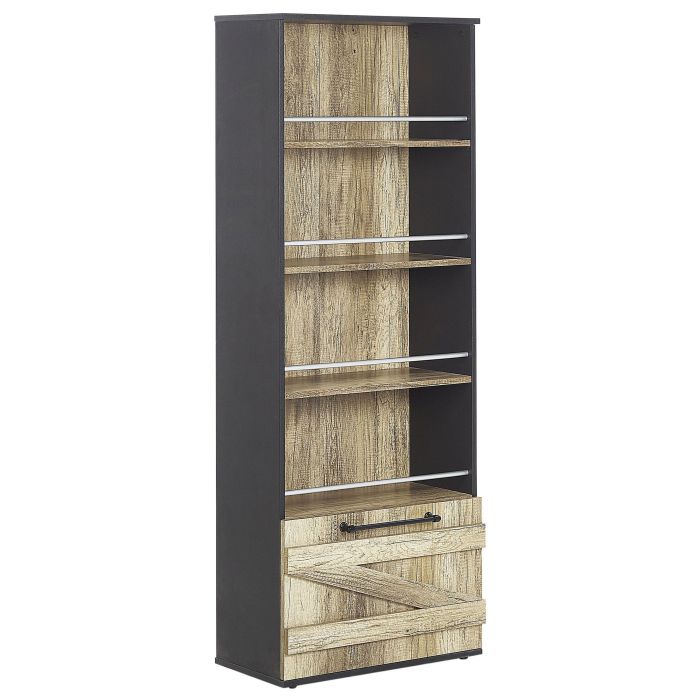 4 Tier Bookcase Light Wood with Black SALTER