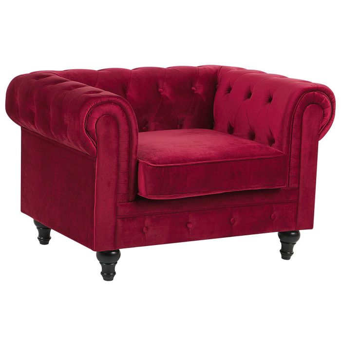 Velvet Armchair Red CHESTERFIELD