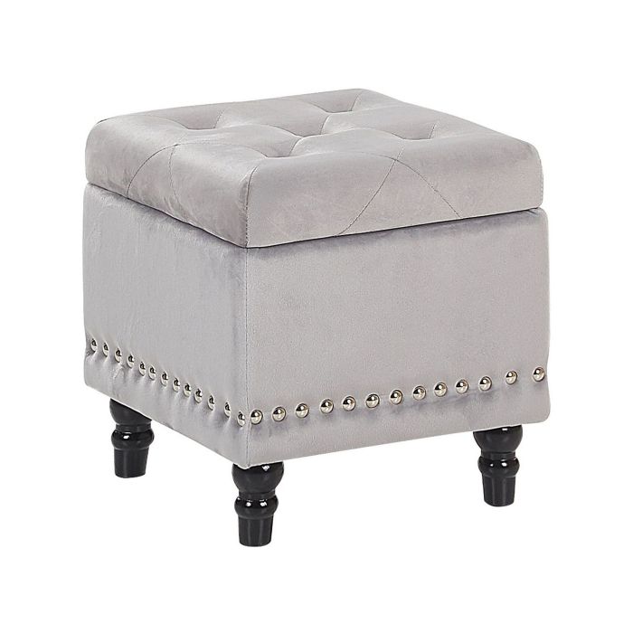 Velvet Footstool with Storage Light Grey LORETTO