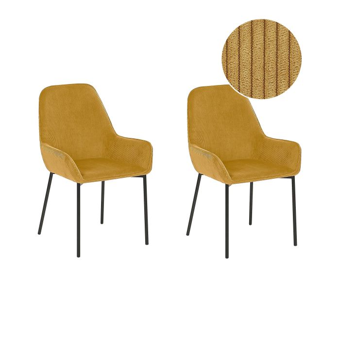 Set of 2 Jumbo Cord Dining Chairs Yellow LOVERNA