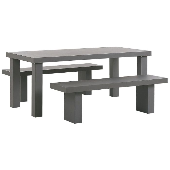 4 Seater Concrete Garden Dining Set Benches Grey TARANTO