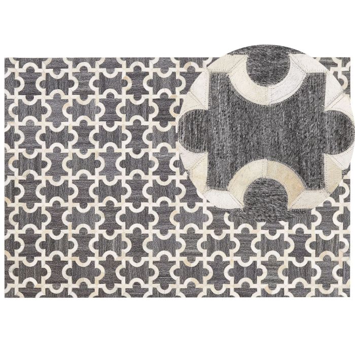 Cowhide Area Rug 160x230cm Grey and Beige
