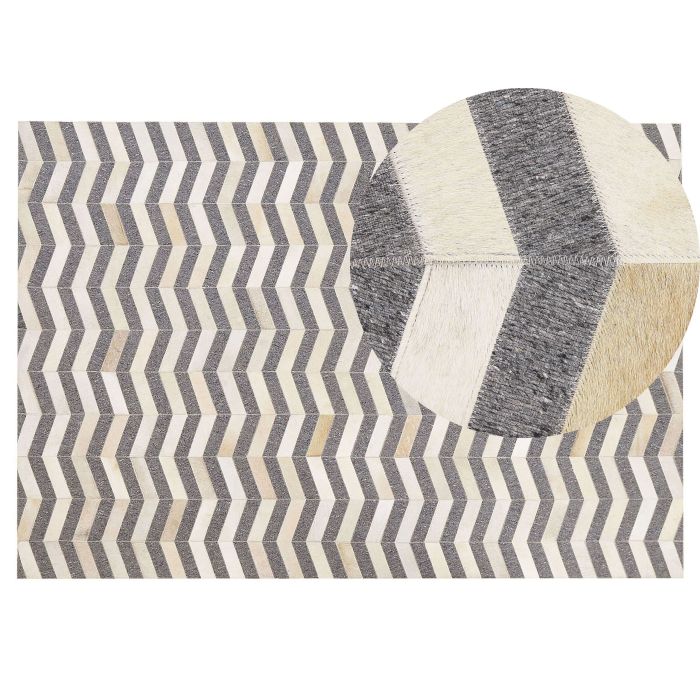 Cowhide Area Rug 140x200cm Grey and Beige