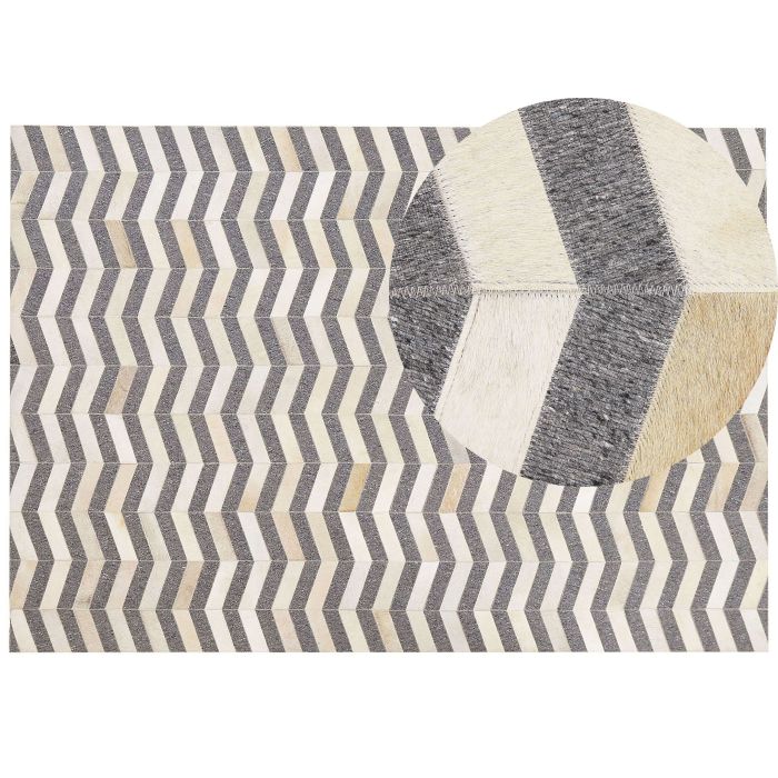 Cowhide Area Rug 160x230cm Grey and Beige