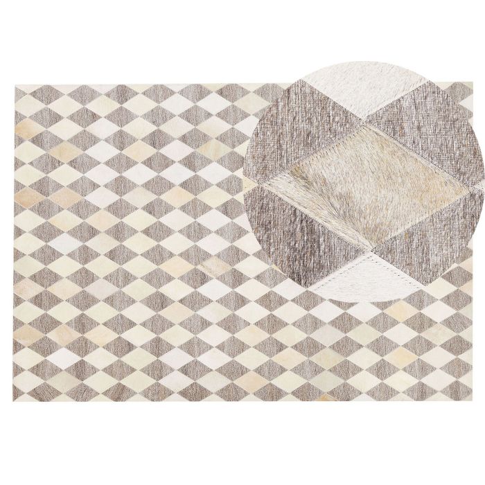 Cowhide Area Rug 140x200cm Beige and Brown