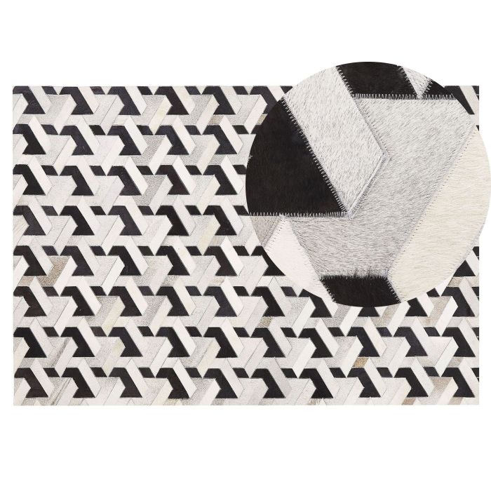 Cowhide Area Rug 140x200cm Black and Grey